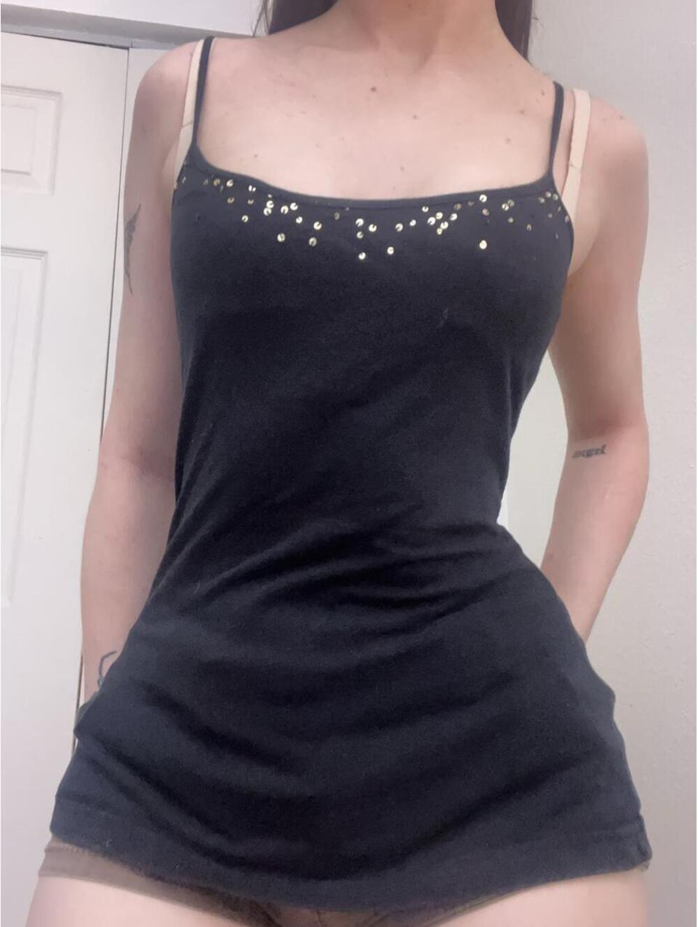fitted black cami with sequins